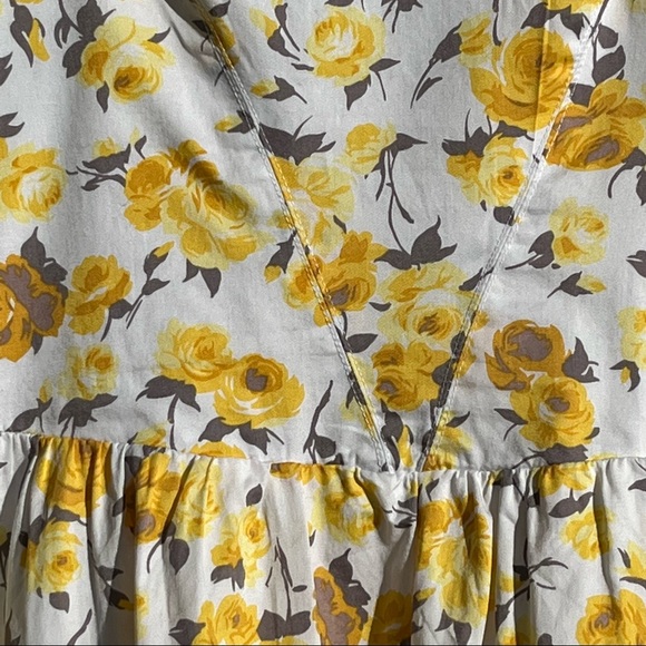 Pins and Needles Size L Yellow Floral Strapless Balloon lined Dress with Pockets - Picture 3 of 15